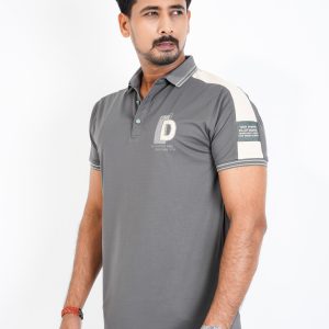 Shoulder Design Polo - Grey