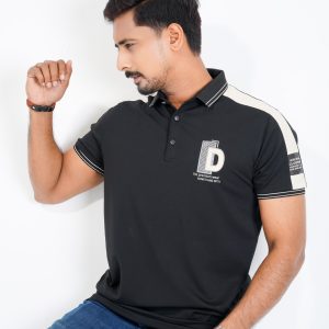 Shoulder Design Polo - Black